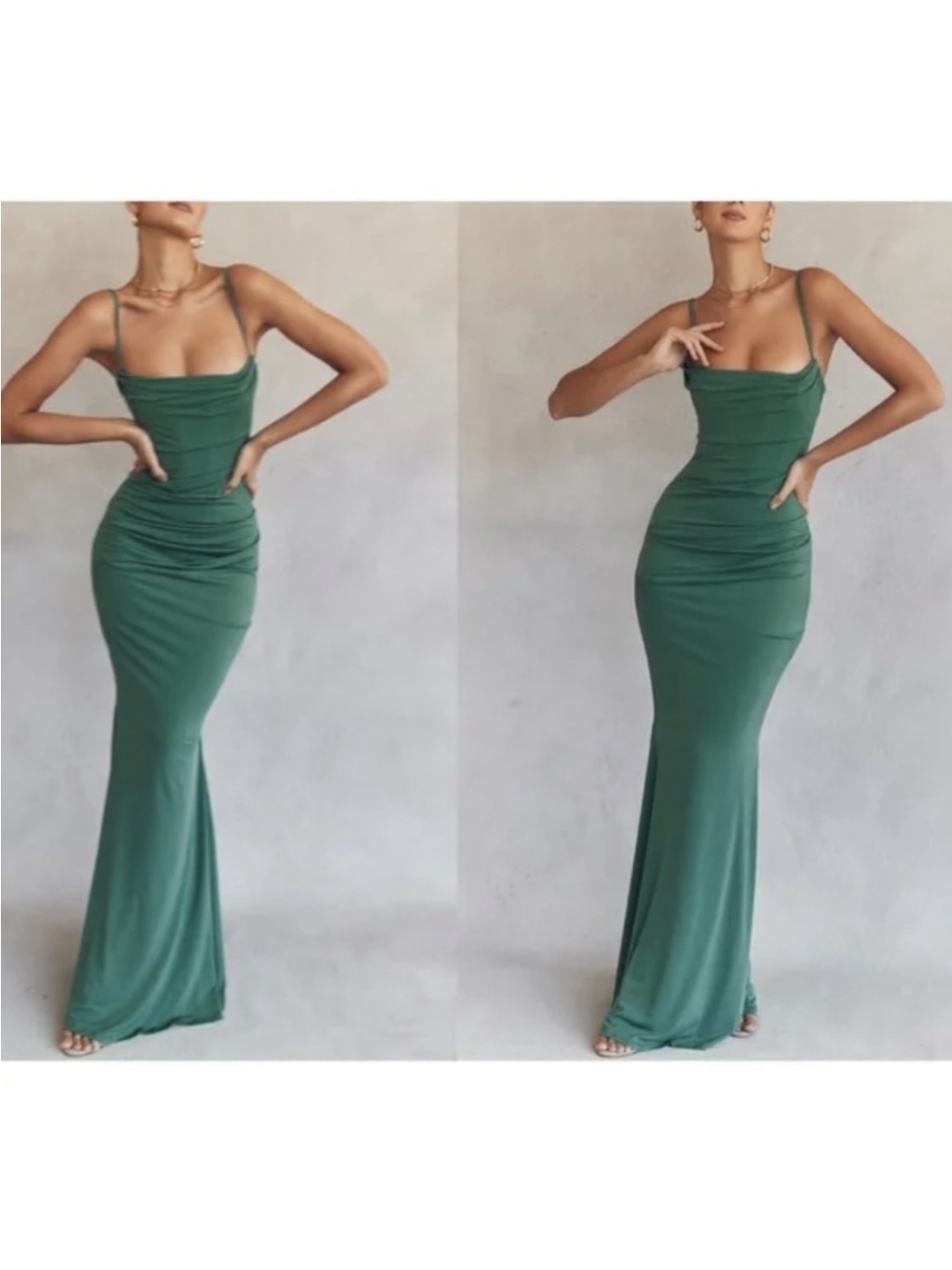 House of CB Milena Jersey Corset Maxi Dress Forest Green Size M